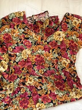 80s Floral Short Sleeve Midi Dress